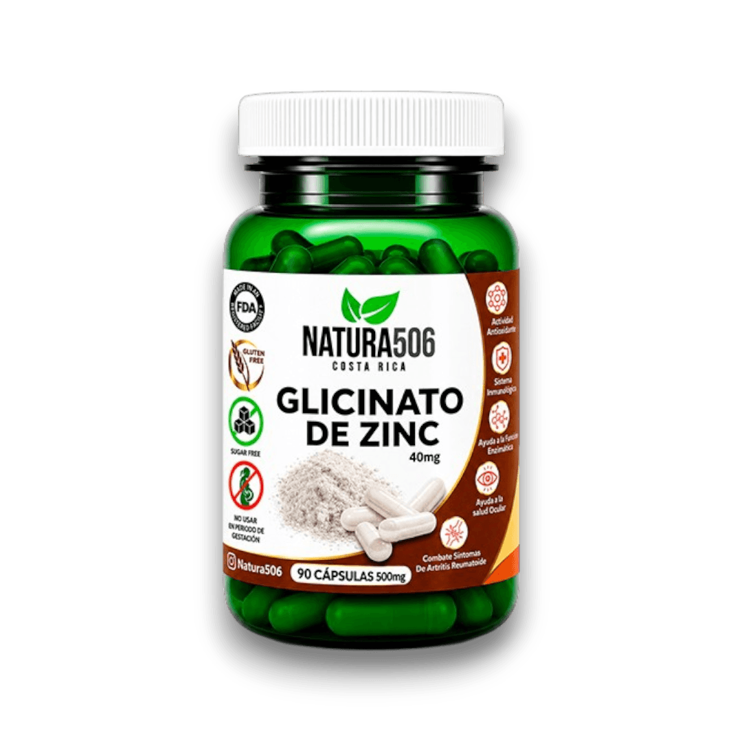 Glicinato de Zinc 40 mg 90 Cápsulas (500 mg) - Natura506