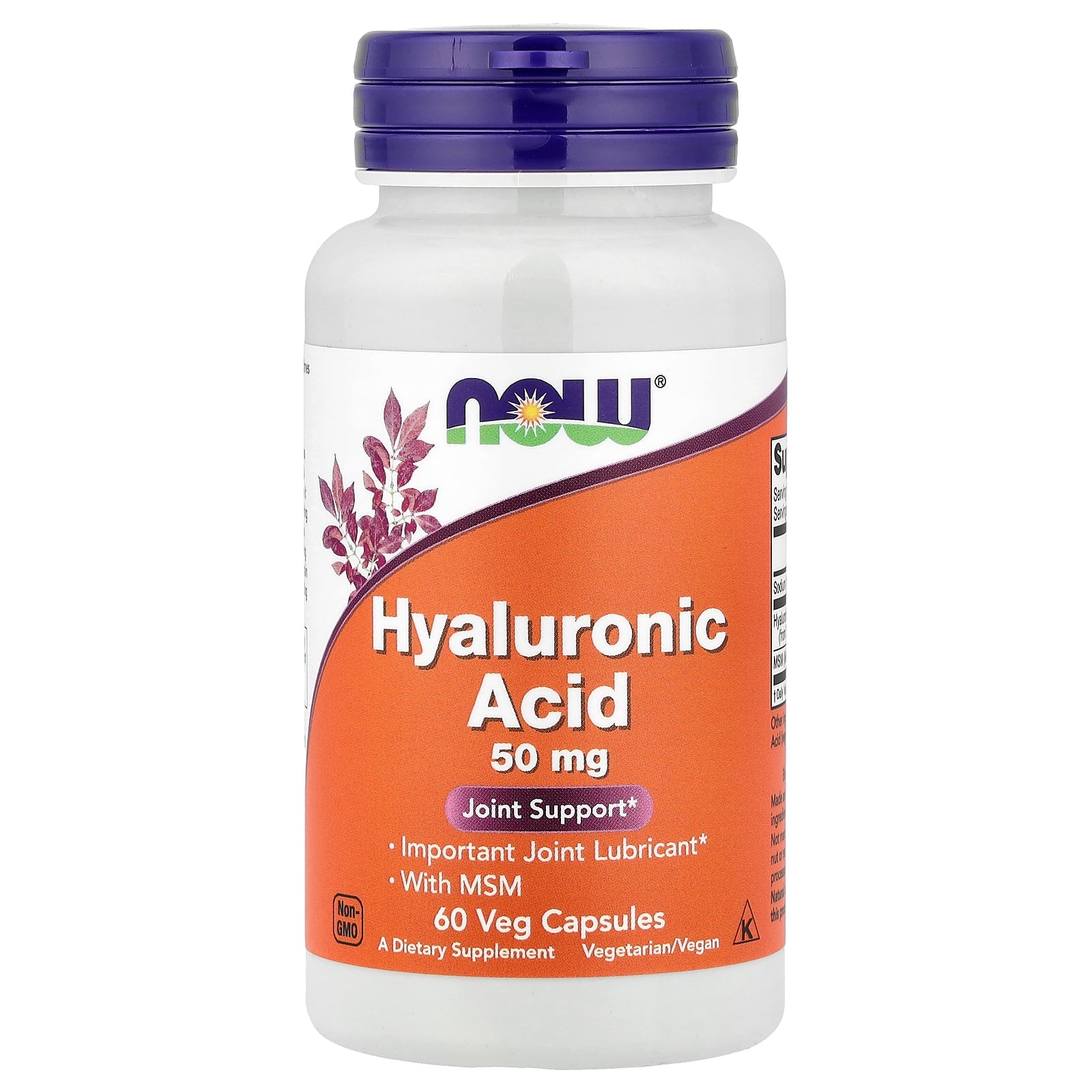 Ácido Hialuronico 50mg + MSM 60 Capsulas - NOW foods