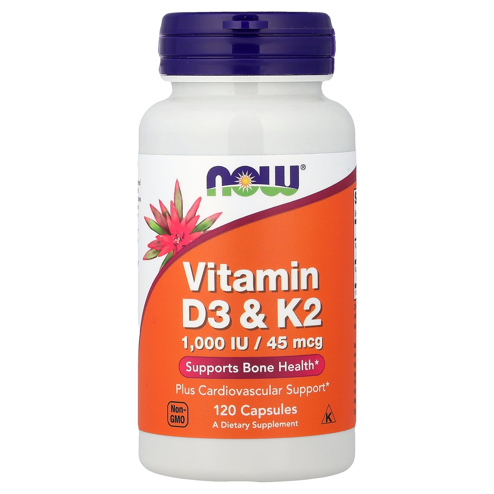 Vitamin D3 y K2 1000UI / 45mcg  120 Capsulas - NOW Foods
