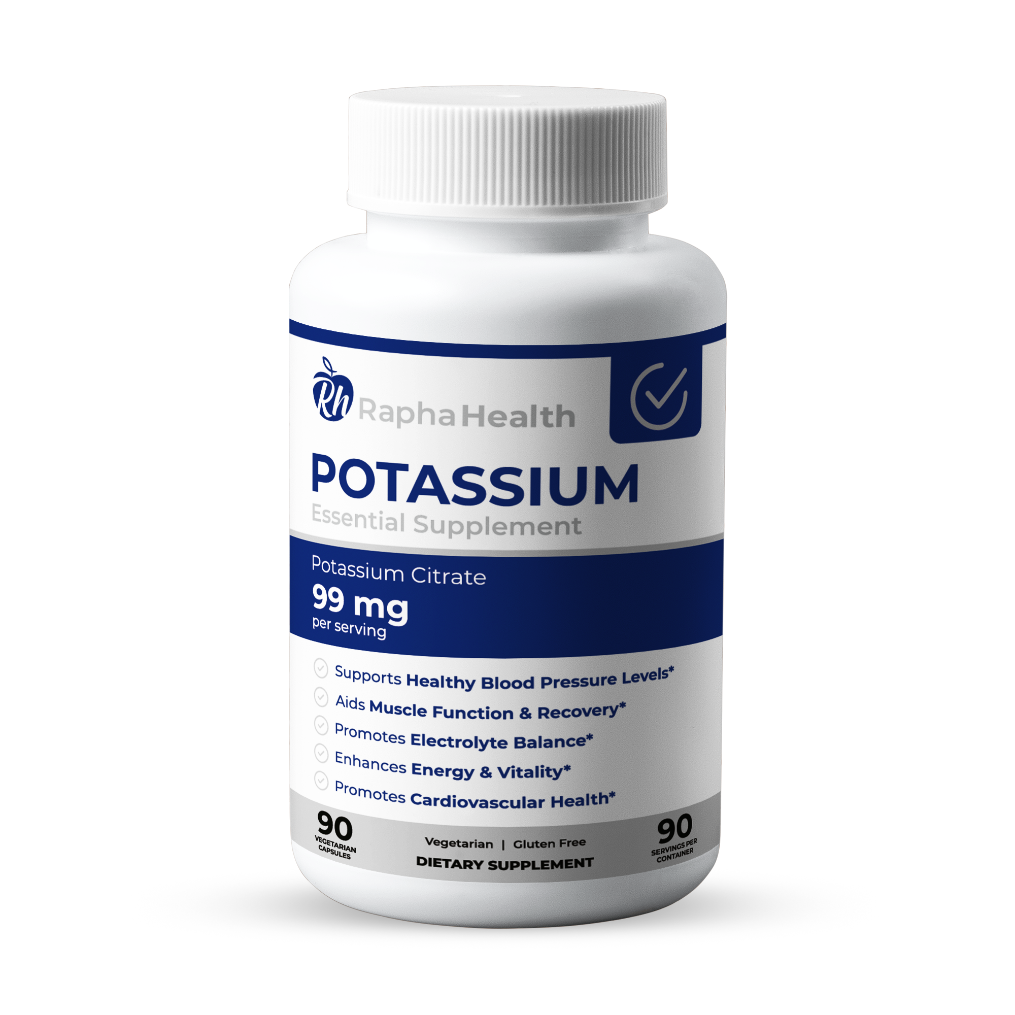 Potasio (Citrato de Potasio) 1,584 mg 120 Cápsulas Vegetarianas - Rapha Health