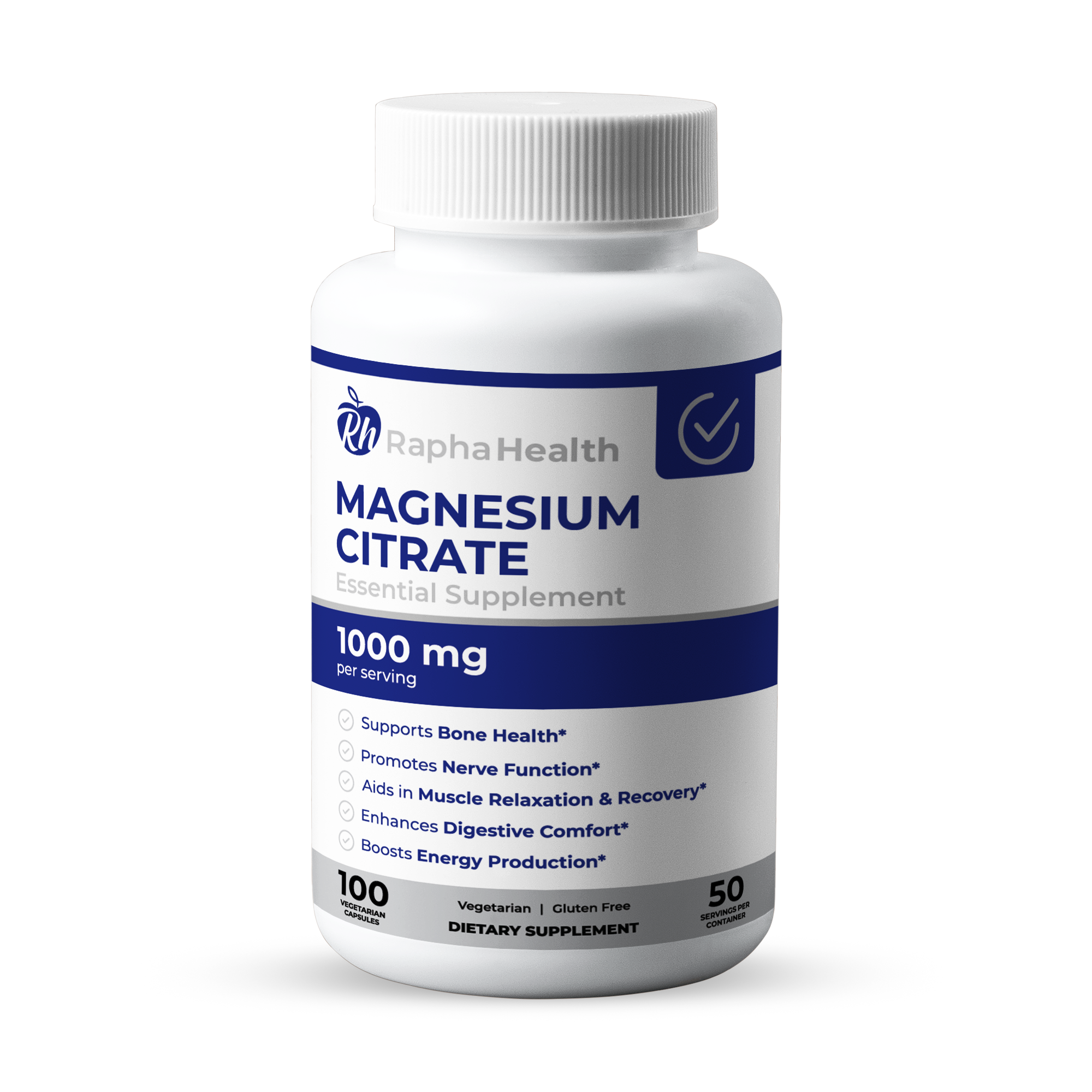 Citrato de Magnesio 200 mg 120 Cápsulas Vegetarianas - Rapha Health