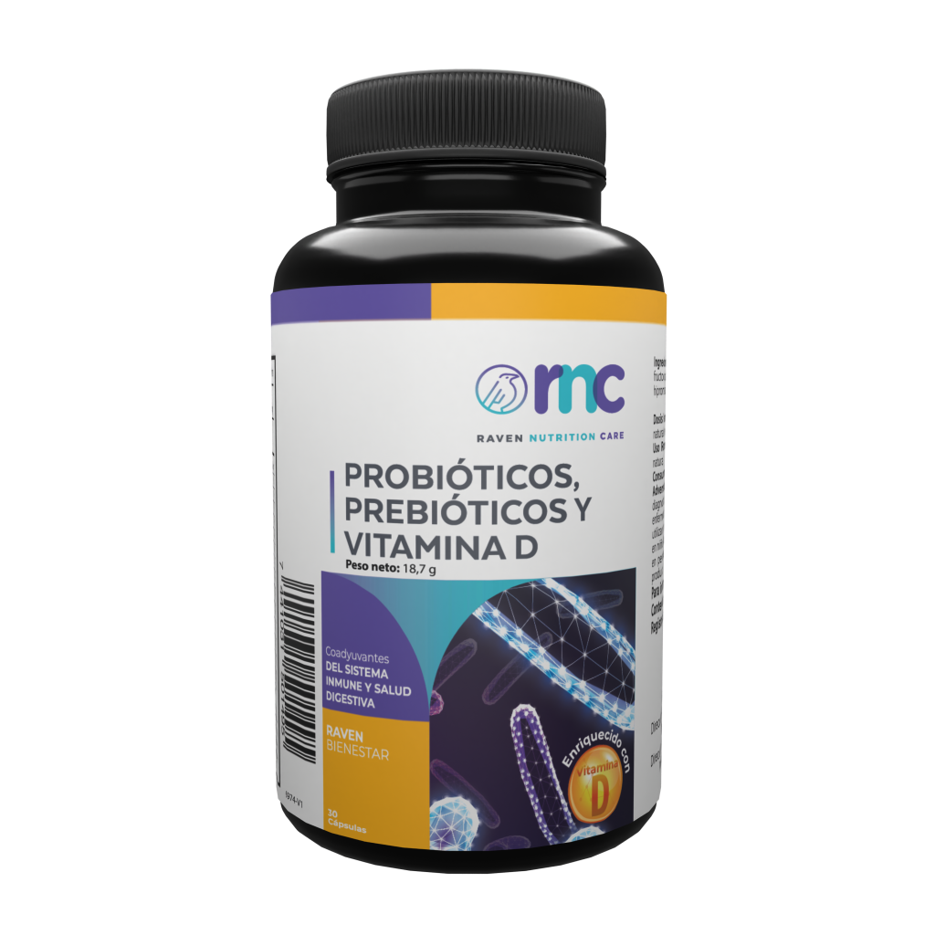 Probióticos, Prebioticos y Vitamina D3 30 Cápsulas - Raven