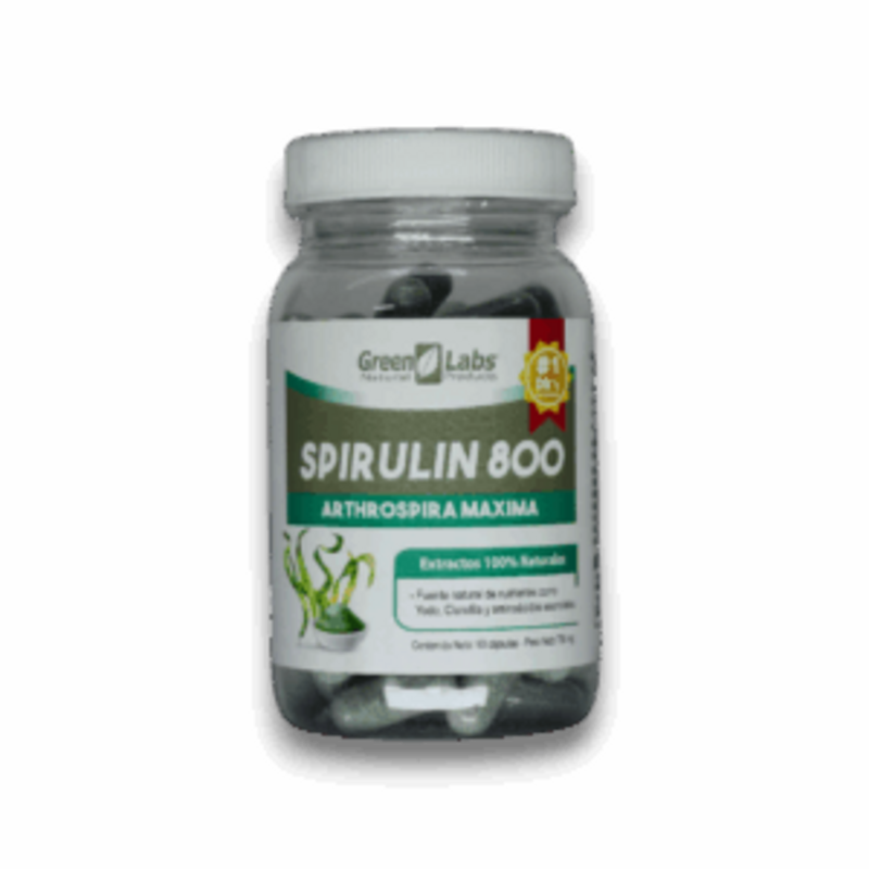 Spirulin 800 Arthrospira Maxima 90 Cápsulas - Green Labs